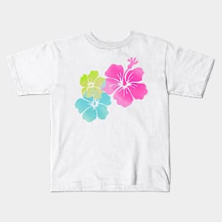 Hawaii Hibiscus, Pink, Green, Blue Kids T-Shirt